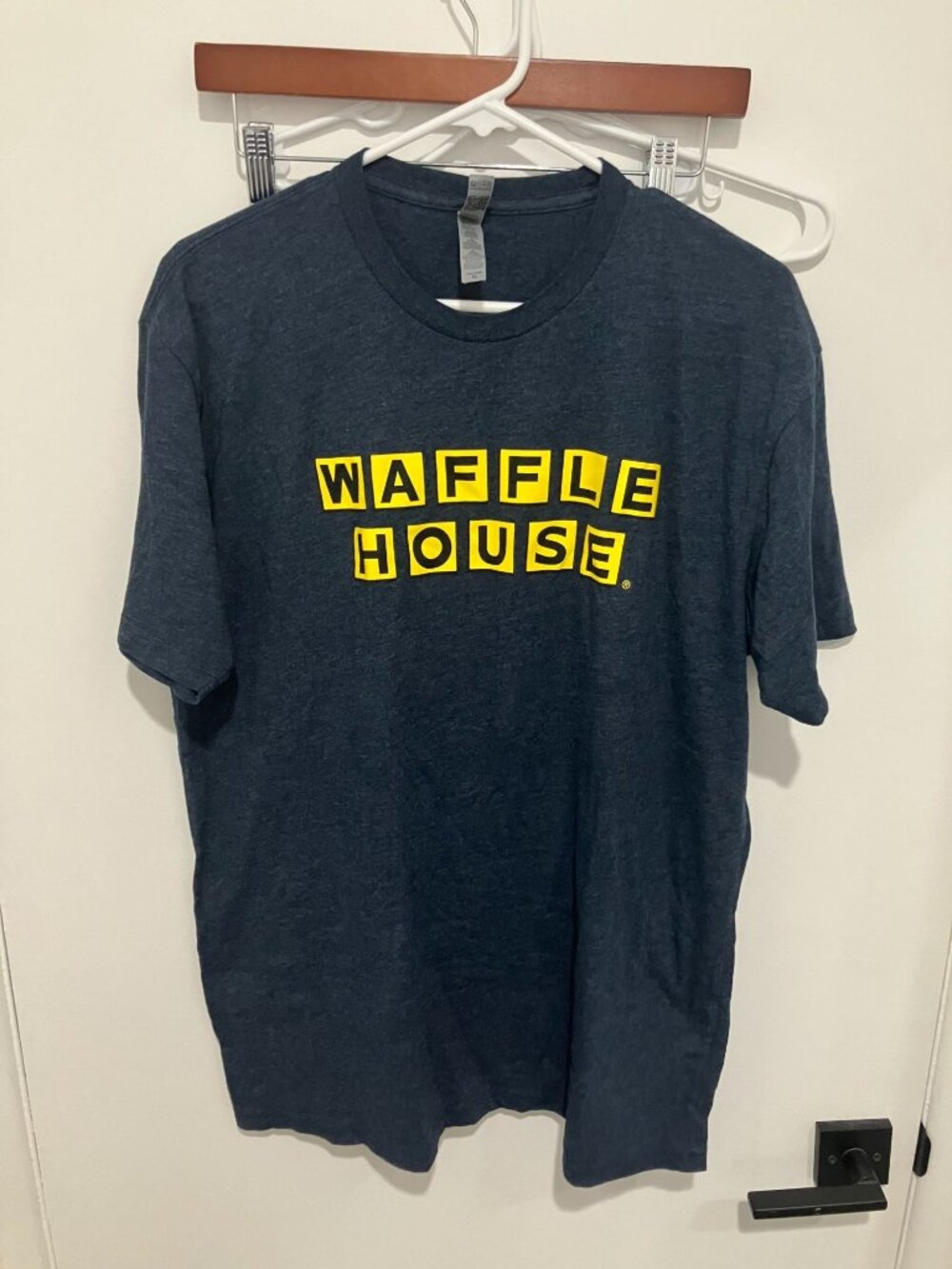 Waffle House Next Level Apparel Unisex Logo T-Shirt, Blue/Yellow, Size XL